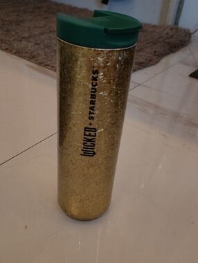 Limited Edition Wicked Edition/Starbucks Glitter Travel Tumbler with Green Lid